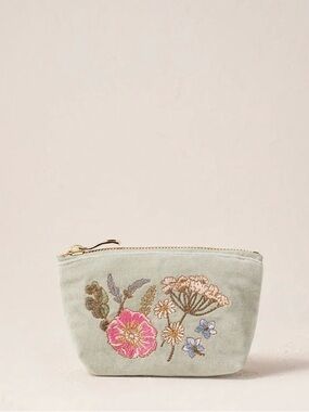Elizabeth Scarlett Pressed Flowers Coin Purse - Sage Green